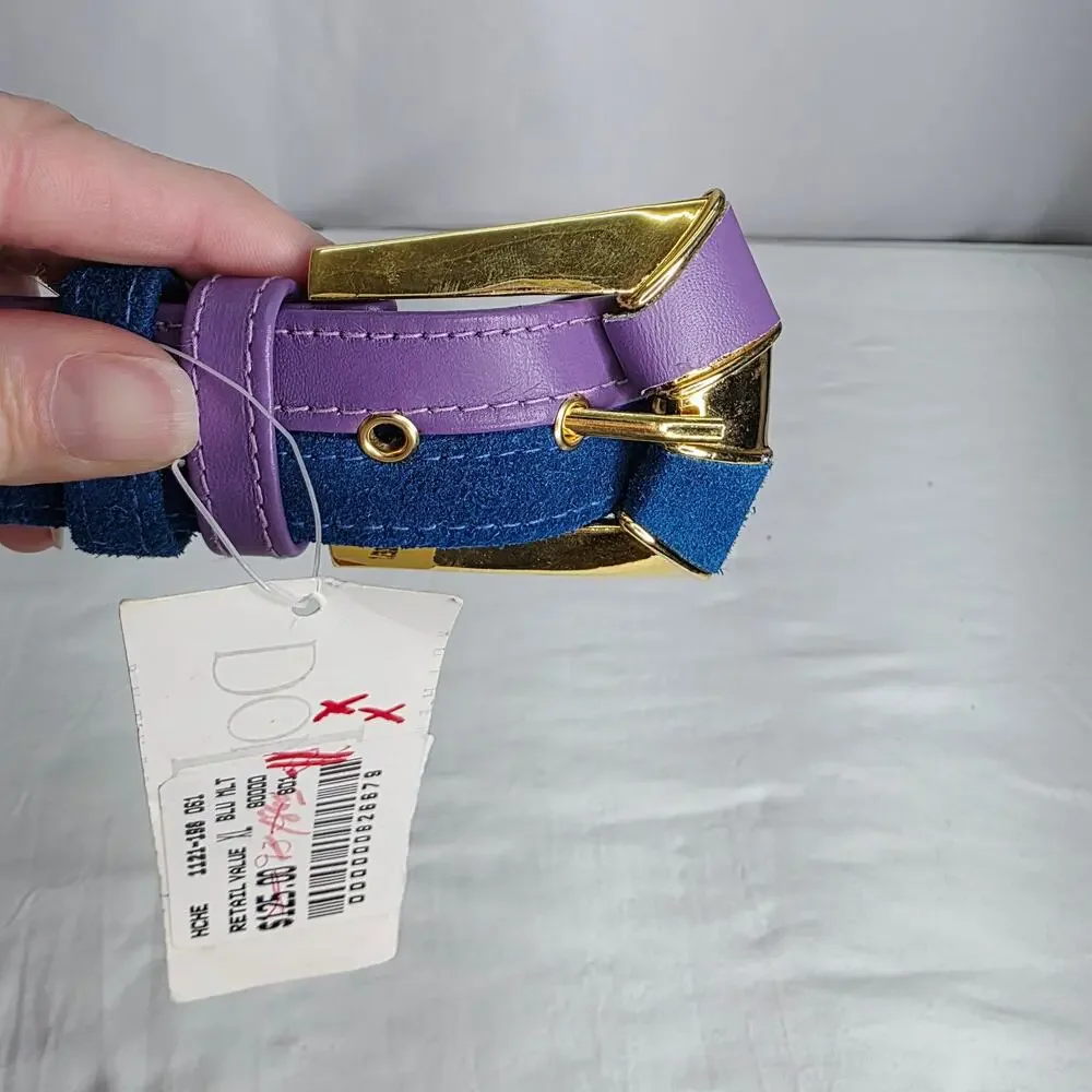Vintage 80's Color Block Belt Women's XL Retro Colorful Statement Y2K